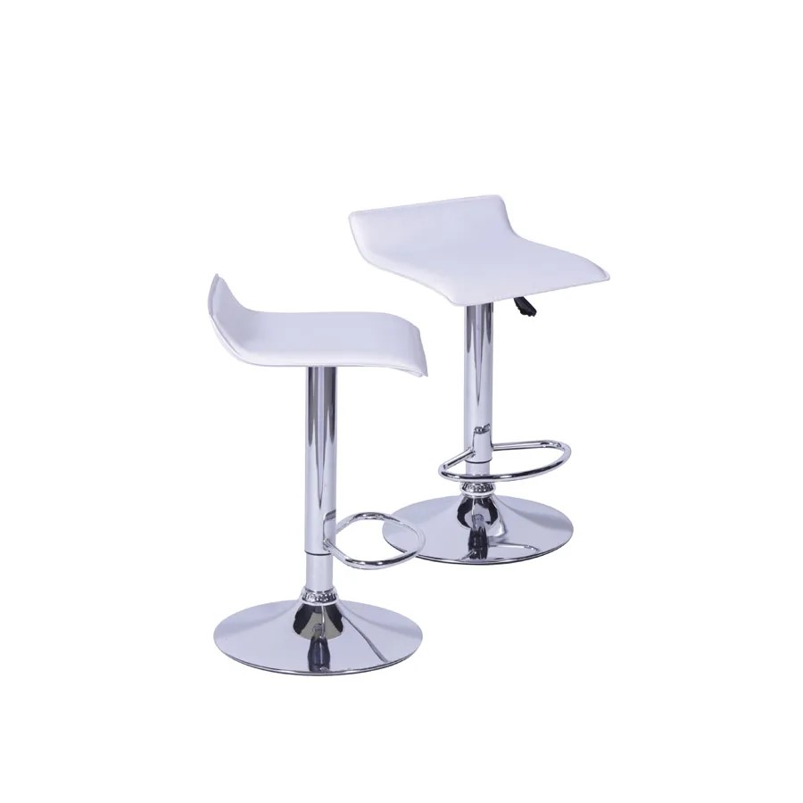 imagem de Kit 02 Banquetas Wave Branco Base Cromado Boxbit - 15955